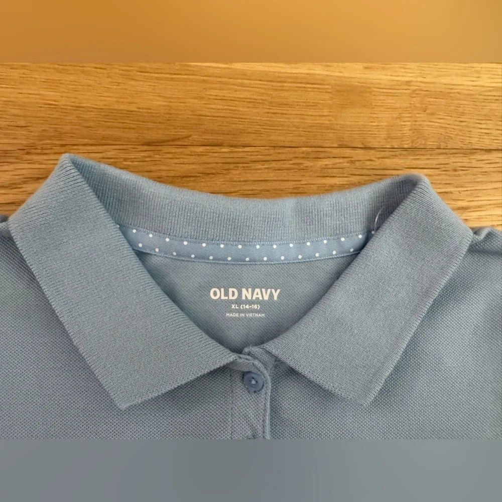 Old Navy Uniform Pique Long Sleeves Polo Shirt for Girls in Light Blue